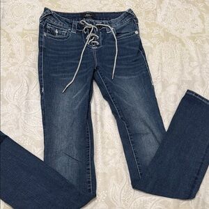 True Religion Navy Lace-Up Bootcut Jeans